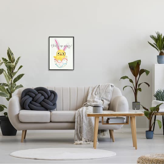 Stupell Industries What's Up Peeps Funny Easter Phrase Hatched Chick Framed Giclee Art